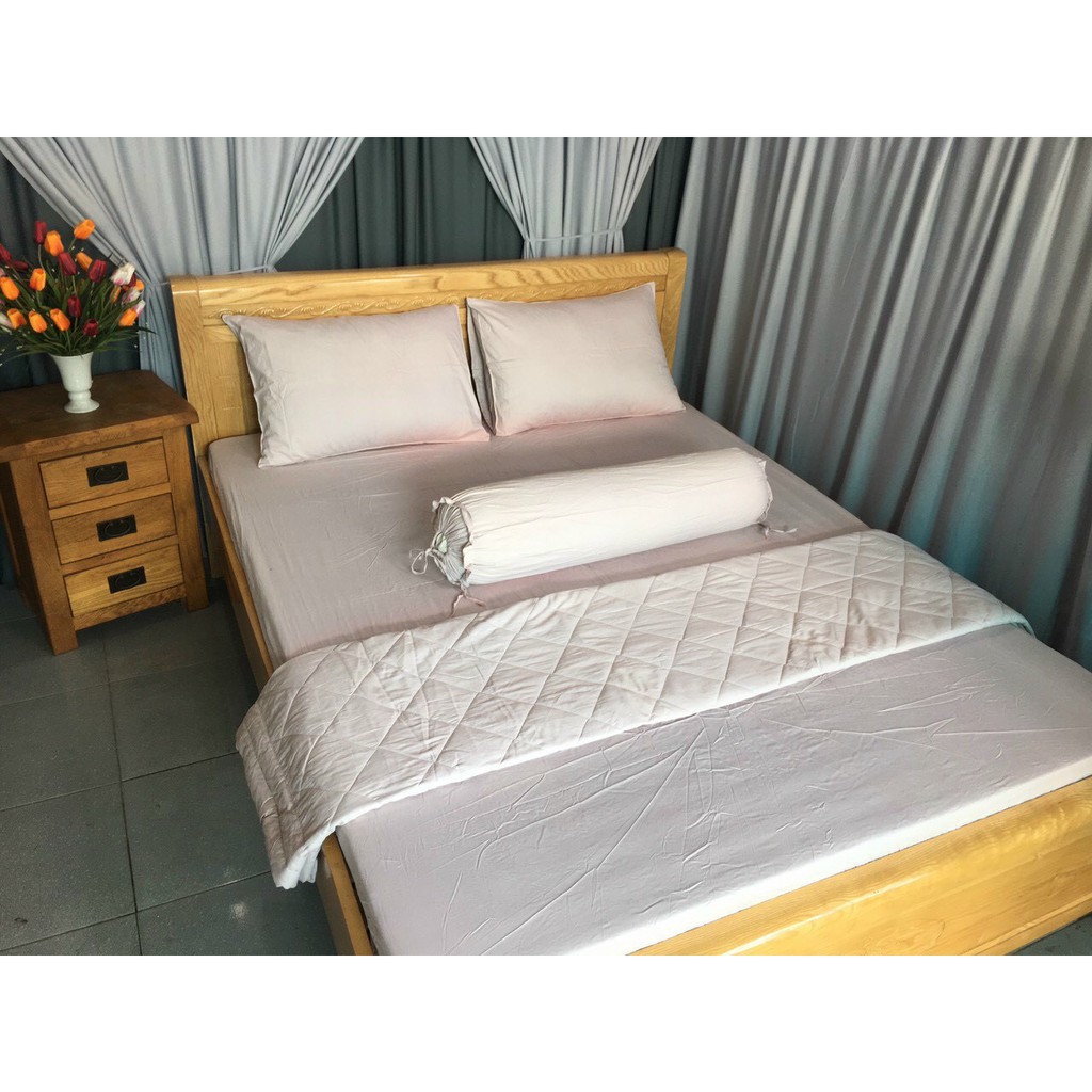 Bộ Drap Giường Cotton 100% Phong Cách Một Màu Sang Trọng Lan Bedding - Màu Trắng