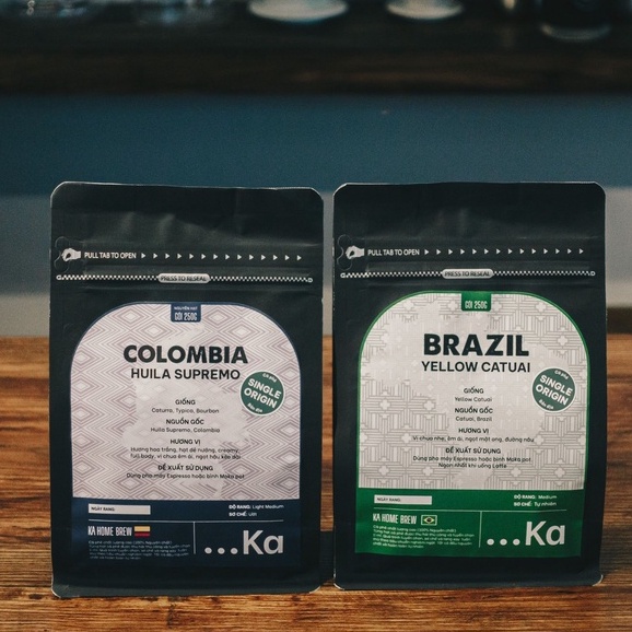 Cà phê Arabica COLOMBIA pha Espresso, Cà phê Specialty cao cấp Hương hoa trắng Body dày dặn Hậu vị ngọt kéo dài gói 250g