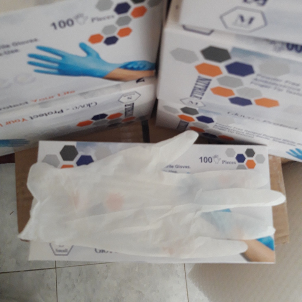 Găng Tay Nitrile Xanh,Trắng Không Bột Bee Gloves 100c (50 đôi) 23cm Dày 0.05mm Chế Biến Thực Phẩm, Xăm, Nha Khoa Spa
