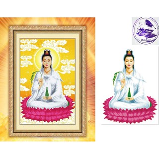 Tranh đính đá phật Quan Âm. Kích thước: 75x57cm