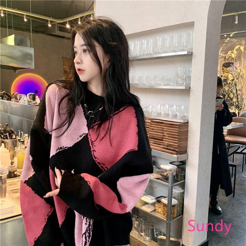 Áo Sweater Tay Dài Dáng Rộng Kiểu Hàn Quốc Thời Trang Mùa Đông Cho Nữ