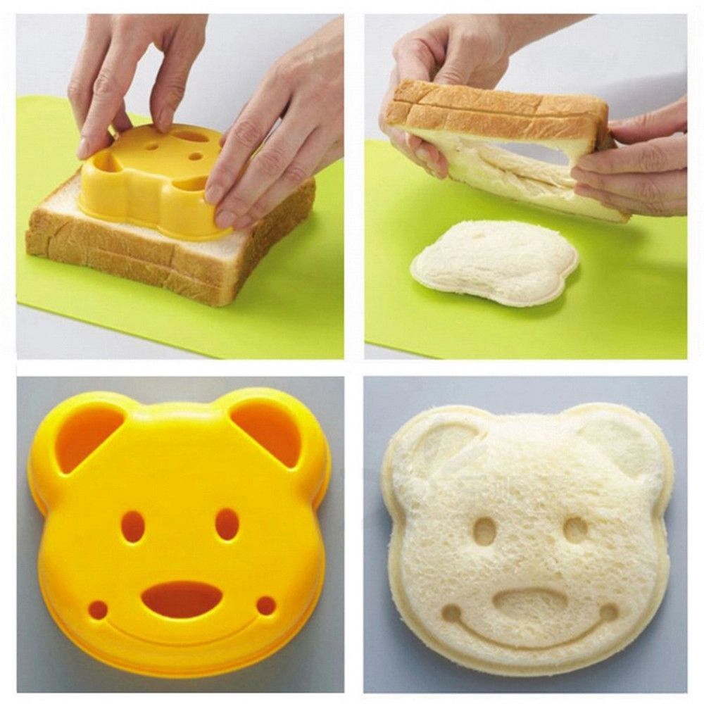 Khuôn cắt bánh mì sandwich hình chú gấu đáng yêu chất liệu nhựa thực phẩm kích thước 8cm*9cm*3cm tiện dụng