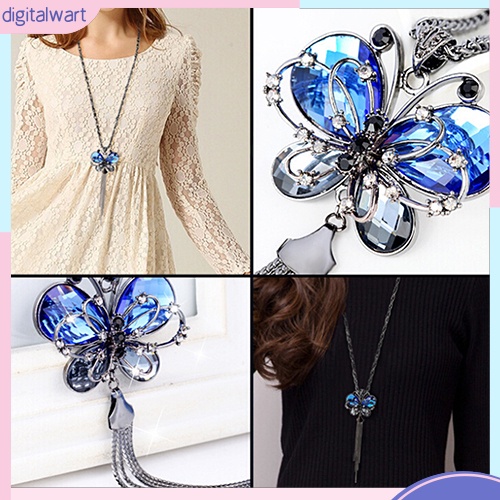 Dây chuyền hình bướm phối dây tua rua đính đá quý nhân tạo sang trọng quý phái dành cho nữ