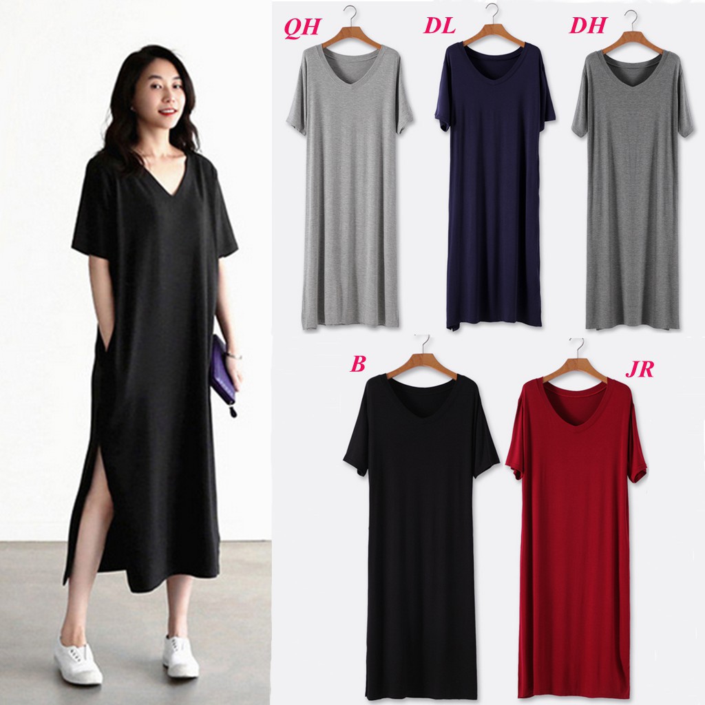 Đầm maxi phom rộng xẻ tà phong cách Hàn Quốc dành cho phái nữ | BigBuy360 - bigbuy360.vn