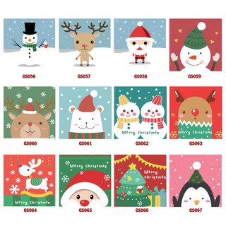 Tranh tô màu theo số sơn dầu số hóa _ Bộ tranh hoạt hình chủ đề Giáng sinh ngộ nghĩnh dễ thương cho trẻ em