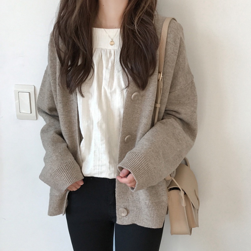 Áo khoác cardigan dệt kim dáng rộng thiết kế mới thời trang dành cho nữ áo khoác len áo khoác len
