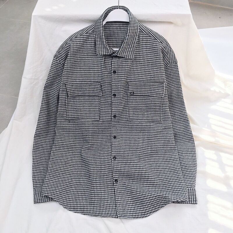 Áo sơ mi nam nữ dạ kẻ  - Áo dài tay cổ bẻ chất dạ kẻ City Cycle Local Brand | BigBuy360 - bigbuy360.vn