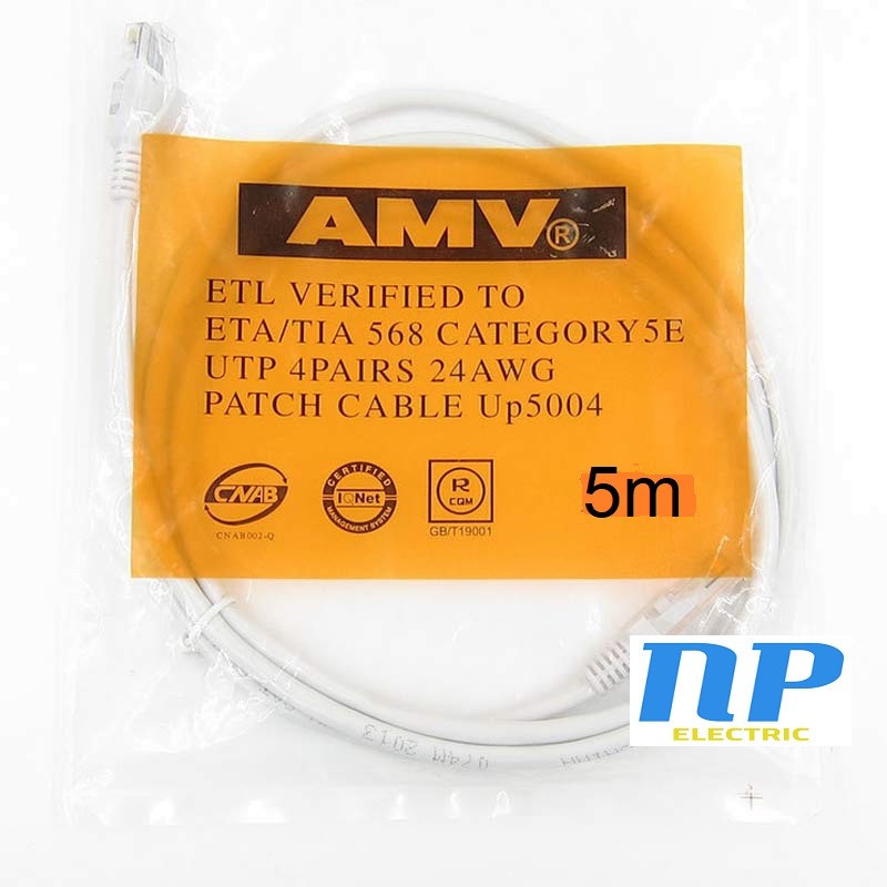 Dây cáp mạng LAN Internet bấm sẵn AMV DÀI 5 MÉT chuẩn cat 5e