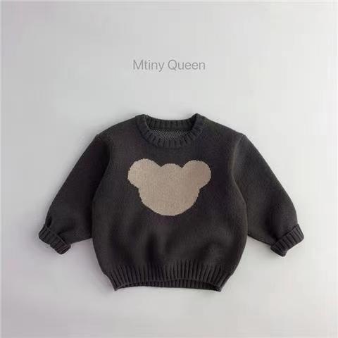 Áo Sweater Dệt Kim Chui Đầu Cổ Tròn Dáng Rộng Kiểu Hàn Quốc Thời Trang Thu Đông Cho Bé