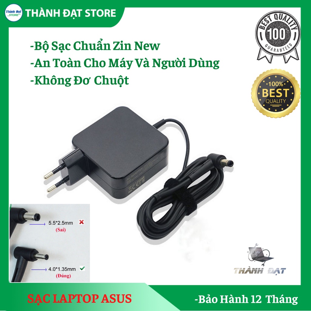 Sạc Laptop Asus 19V - 2.37A /3.42ASạc chân vuông nhỏ 1.35 dành cho máy X453 X553 E402 E502 X441 🚀FREESHIP🚀