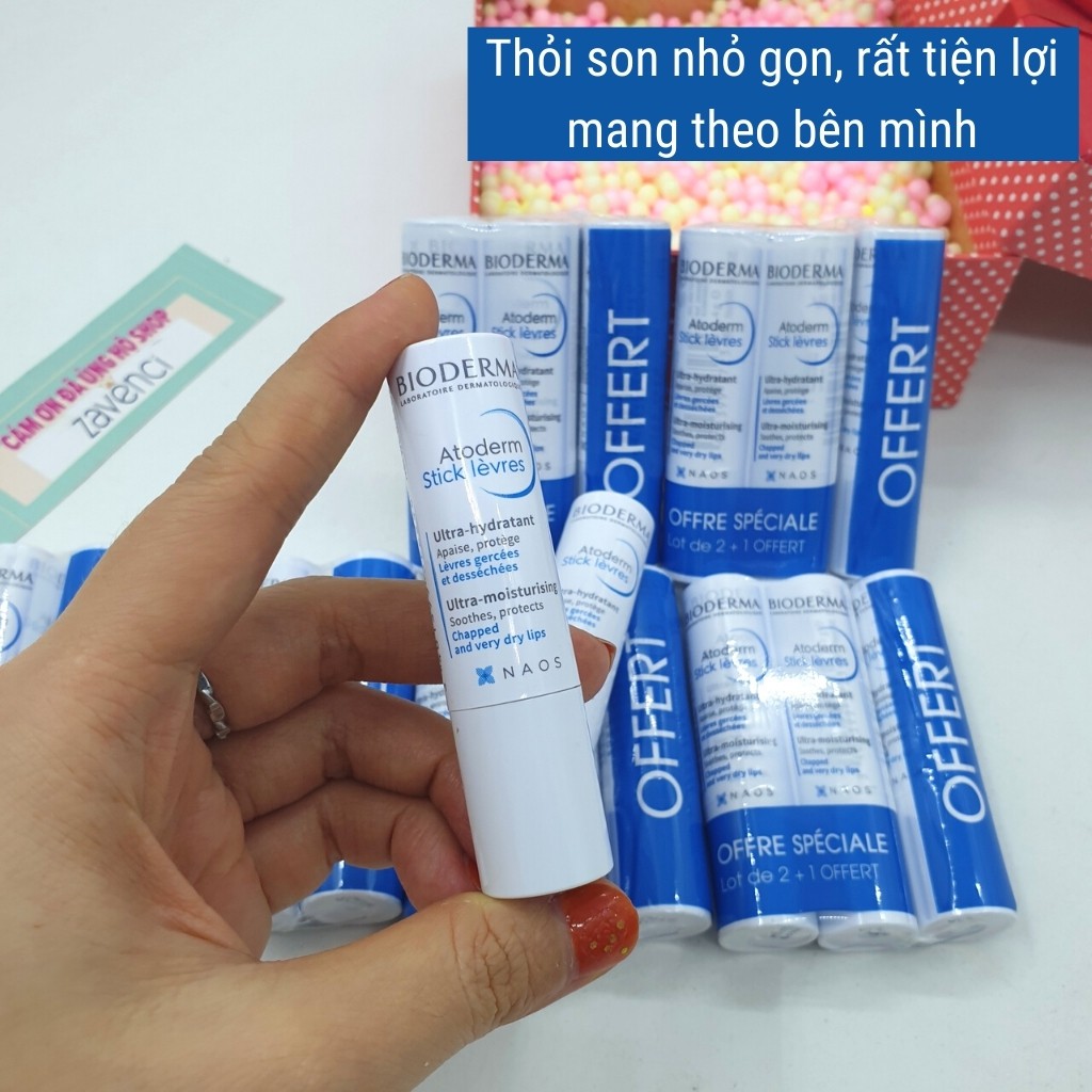 Son Dưỡng Không Màu BIODERMA Atoderm Levres Stick Hydratant NAO+ Làm Hồng Mềm Môi ( 4g )