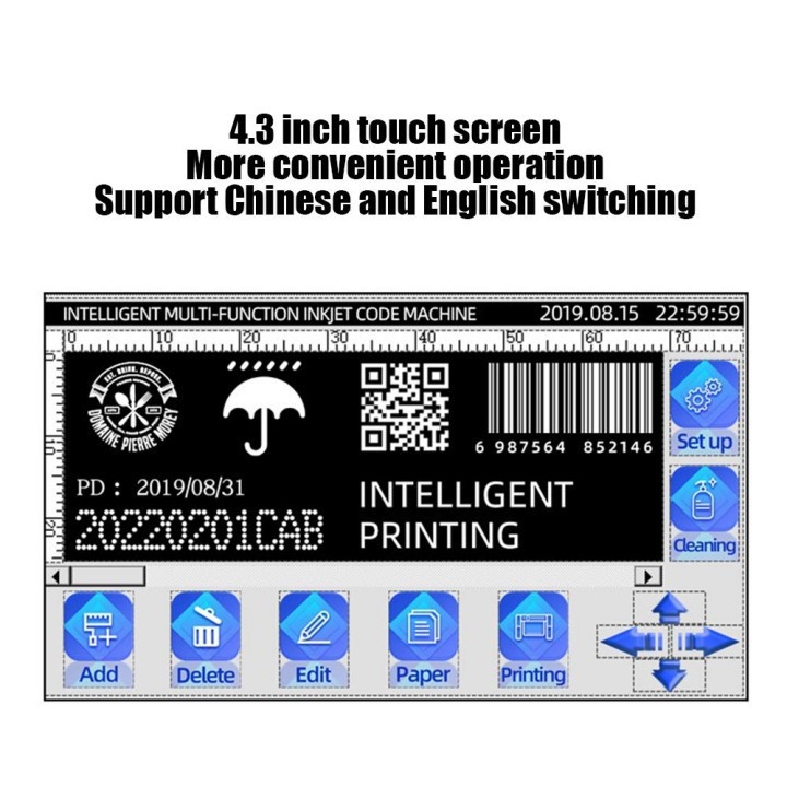 Máy in phun cầm tay in ấn đa năng QR code, logo LCD Printing USB có hộp mực - 195-2020