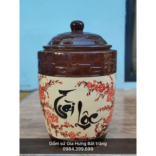 Hũ đựng gạo 15kg gốm sứ Gia Hưng Bát Tràng