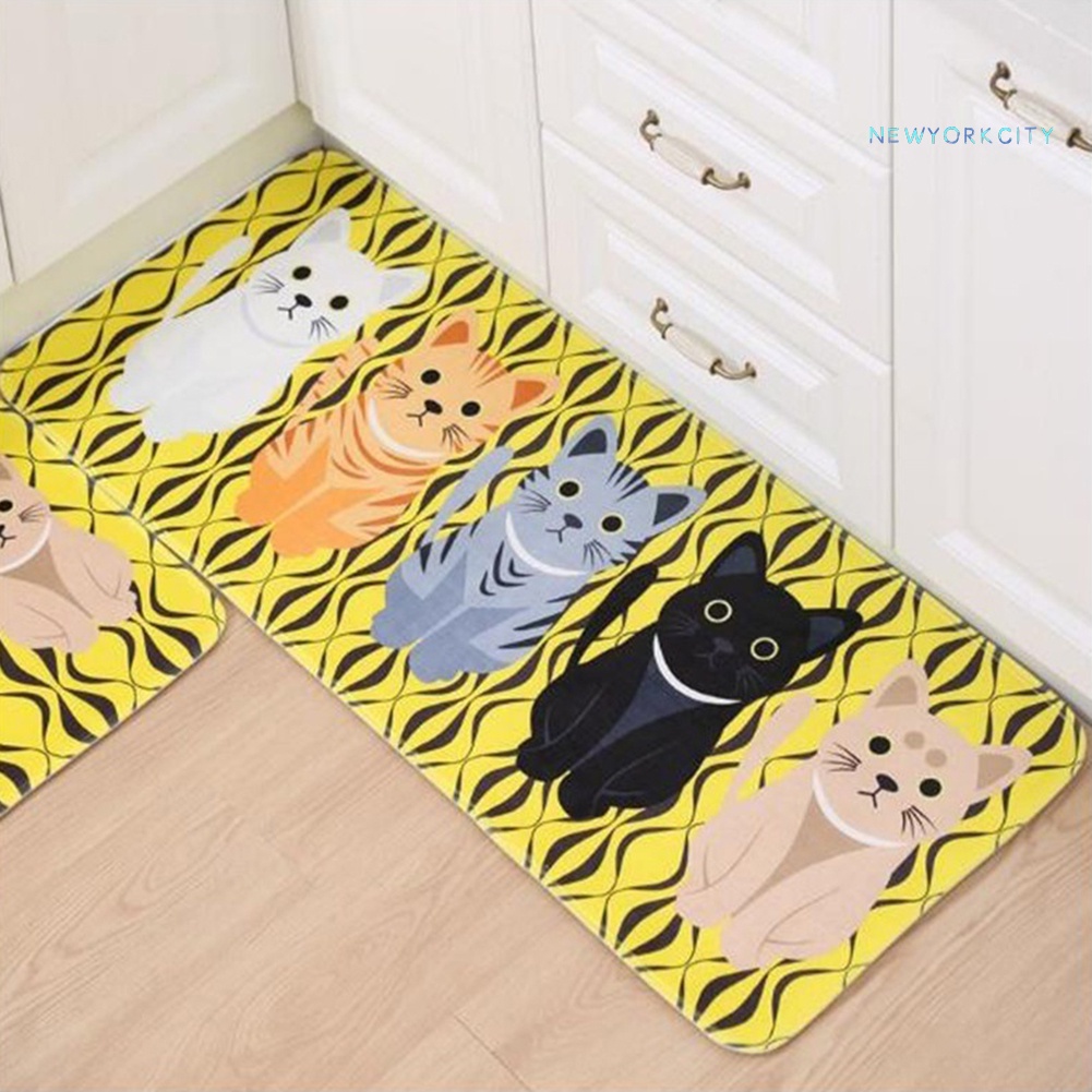 Thảm lót cửa chùi chân Chống Trượt In Họa Tiết Mèo Dễ Thương