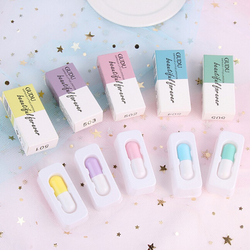 VN (Hàng Mới Về) Set 5 Son Môi Thiết Kế Hình Viên Thuốc Nhỏ Nhắn Chống Thấm Nước Chống Dính Dưỡng Ẩm | BigBuy360 - bigbuy360.vn