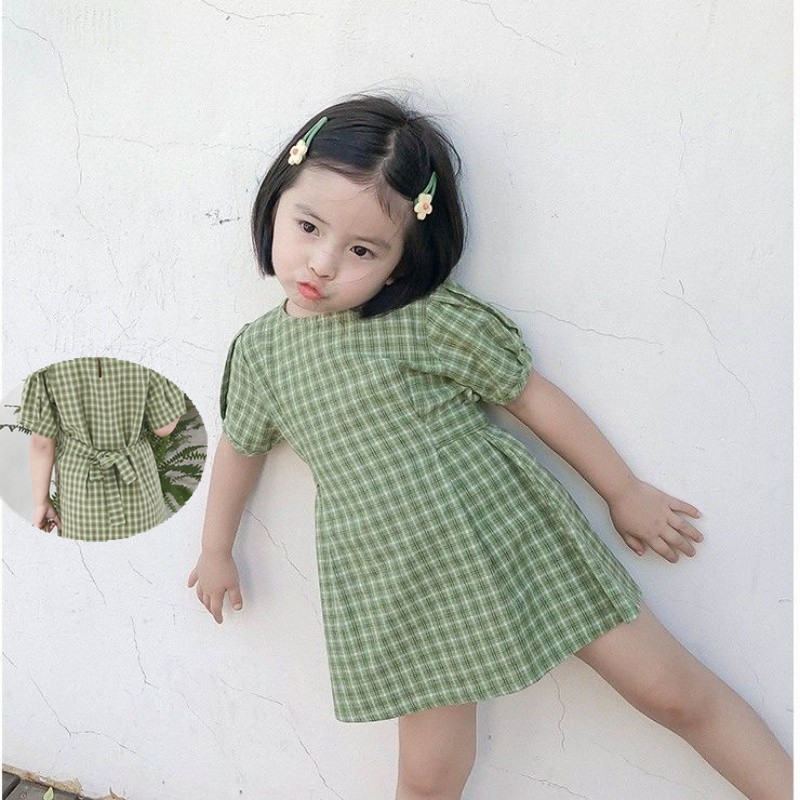 Váy cotton kẻ sọc thiết kế xinh xắn dễ thương cho bé gái