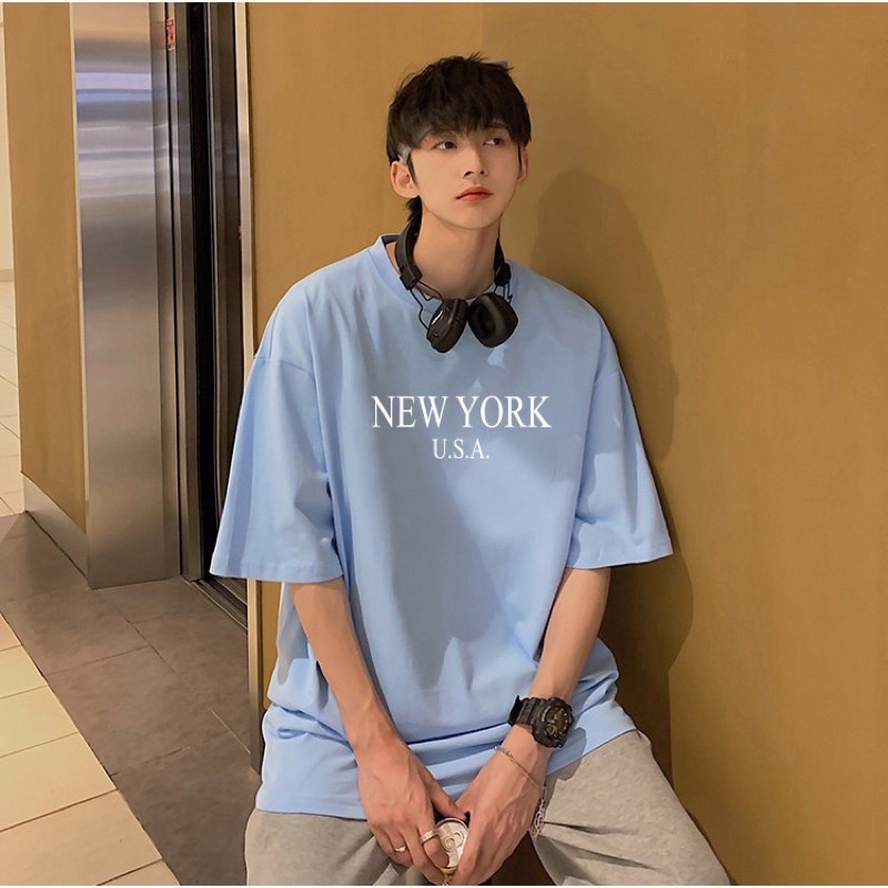 Áo thun phông nam nữ PINK tay lỡ form rộng NEW YORK Unisex