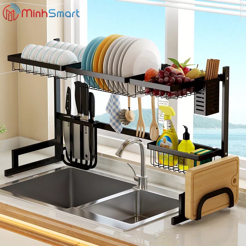 Kệ úp bát đĩa, Kệ úp bát đĩa đa năng, Kệ úp chén đĩa đa năng trên bồn rửa 1 tầng