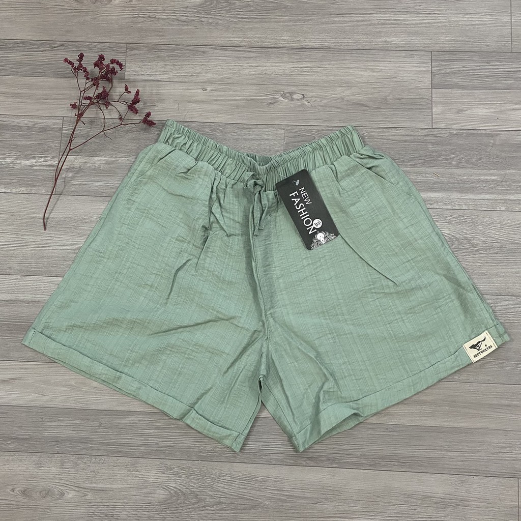 Quần Short Nữ Chất Đũi Mềm Mịn Mát Thấm Hút Mồ Hôi, Có Túi Chéo - Freesize