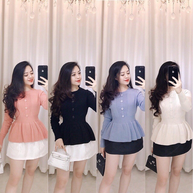 Áo len pelum khuy cúc