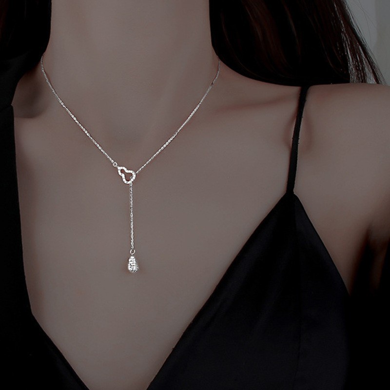 Dây chuyền bầu hồ lô treo dài đính đá phụ kiện thời trang nữ
