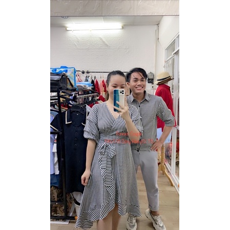 Áo váy đôi caro đen trắng Forever Couple (giá gồm áo và váy)