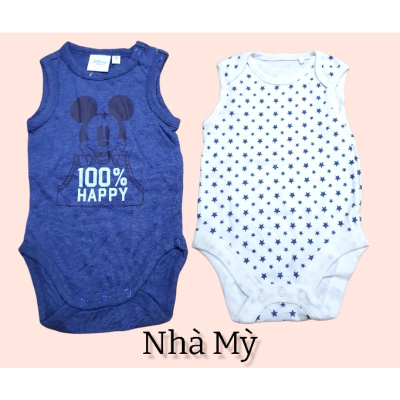 (3-12M) Set 2 body ba lỗ bé trai hàng xuất dư chất Cotton