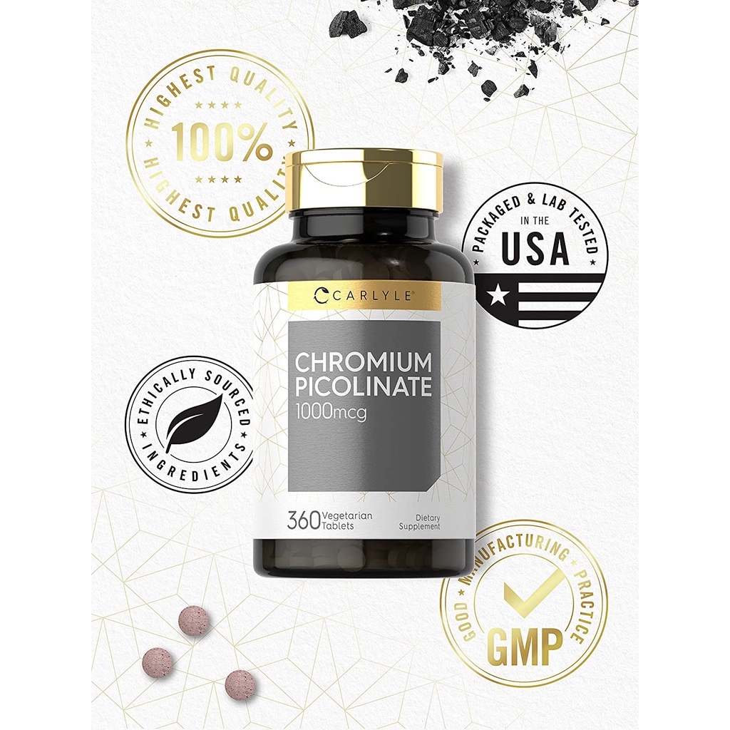 Carlyle Ultra Chromium Picolinate 1000mcg - Viên uống hỗ trợ tim mạch, cân bằng đường huyết và giảm cân 360 viên