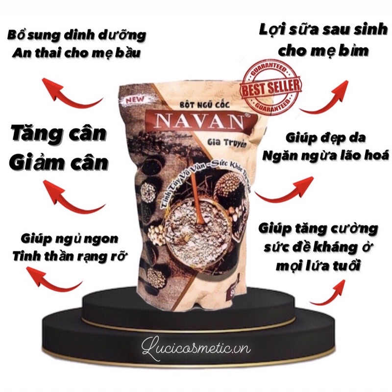 Ngũ cốc navan 7 vị đậu 800gr chính hãng giá sỉ date mới giúp tăng cân giảm cân lợi sữa sau sinh