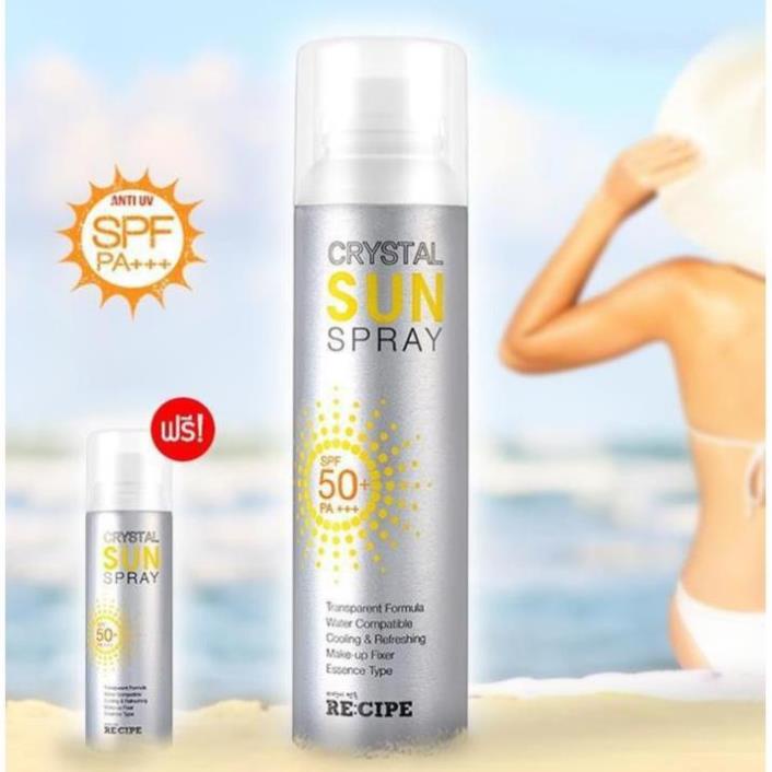 Xịt chống nắng Hàn Quốc [ RECIPE CRYSTAL SUN SPRAY SPF 50 + PA+++ ] 150ml