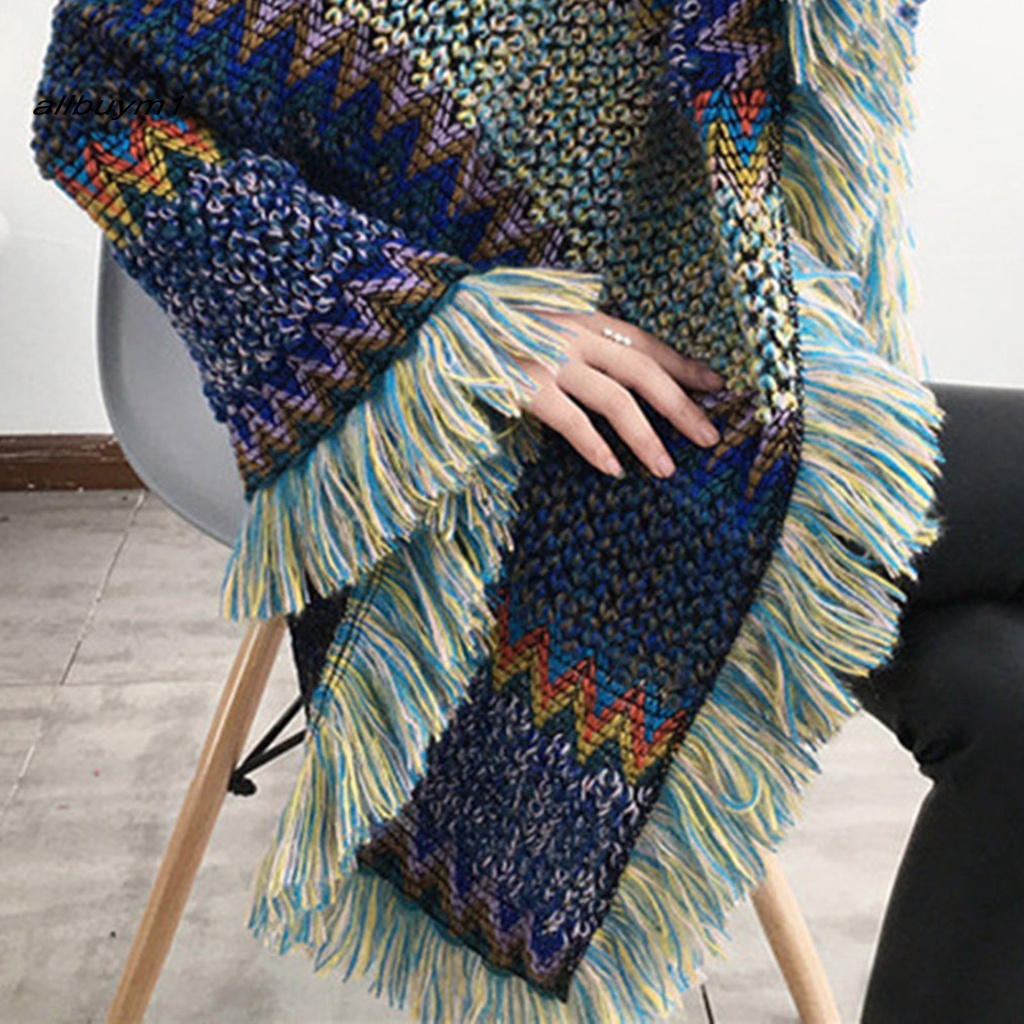 Áo Khoác Len Cổ Chữ V Dáng Rộng Phong Cách Bohemian Thời Trang Cho Nữ