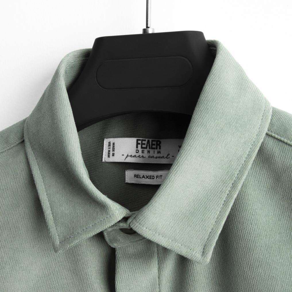 Áo sơ mi nam VELVET chất lụa nhung gân dày dặn, mềm mịn, chuẩn form màu xanh ngọc - cao cap