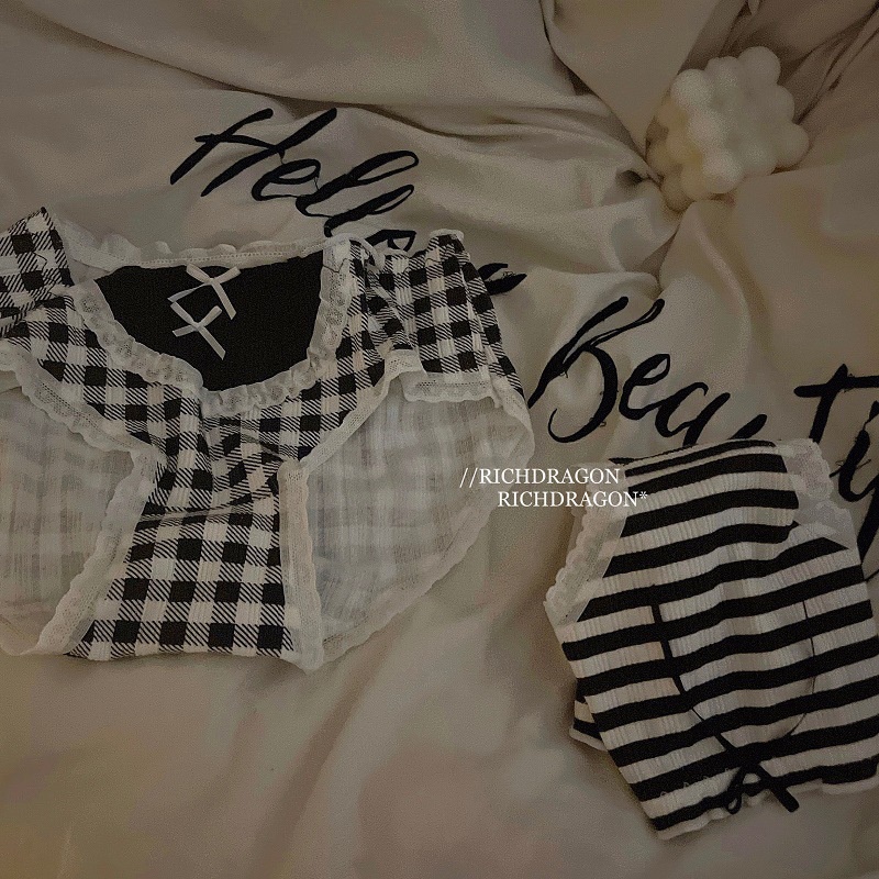 Quần Lót nữ Cotton Nguyên Chất Phối Ren Nơ In Họa Tiết Dễ Thương Thoải Mái Kháng Khuẩn Thoáng Khí Chống Vi Khuẩn Không Đường May Thoải Mái