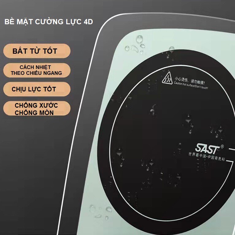 Bếp từ cảm ứng SAST công suất 2200W, mặt kính chịu lực - Bếp từ đơn 10 chế độ phù hợp ăn lẩu gia đình BẢO HÀNH 12 THÁNG