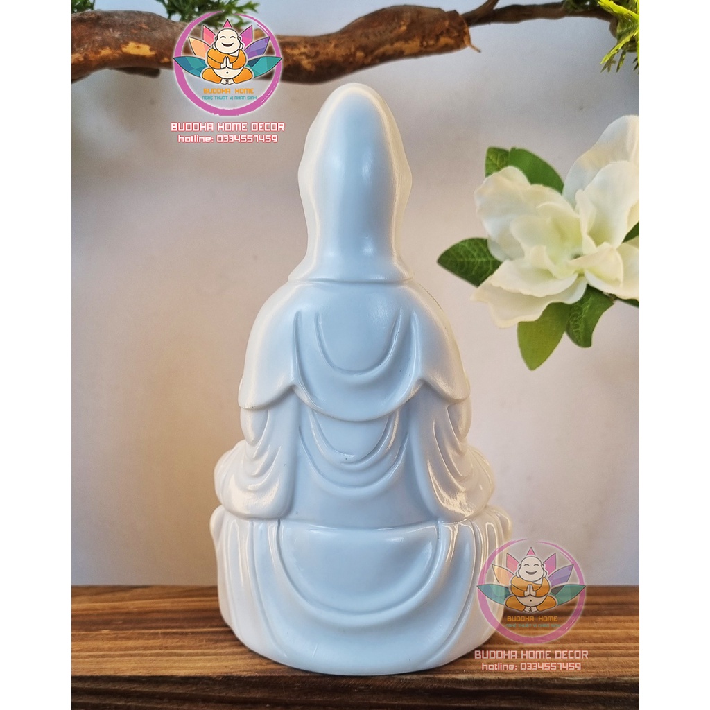 Tượng Mẹ Quan Âm cao 15 cm màu trắng sứ trang trí nội thất nhà cửa, phong thủy, thờ cúng