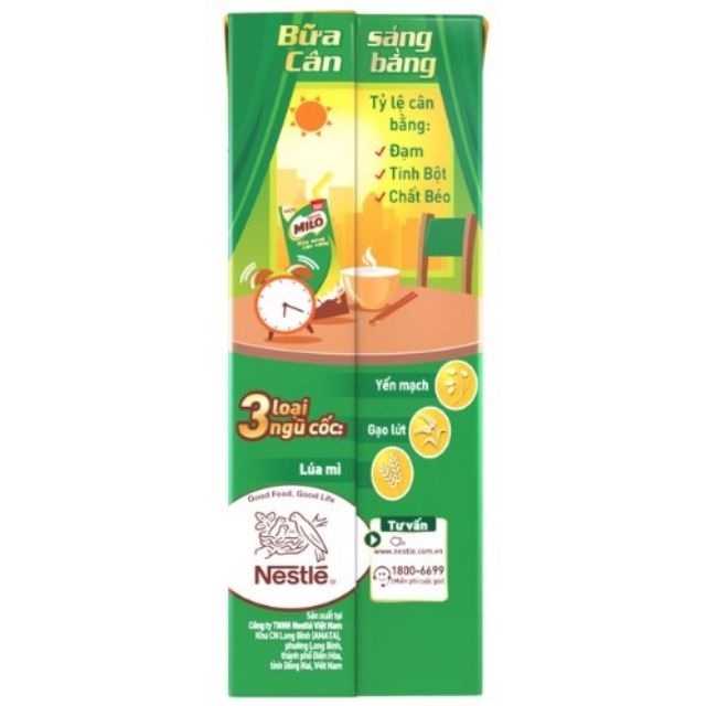 Lốc 3 hộp Milo bữa ăn sáng 195ml