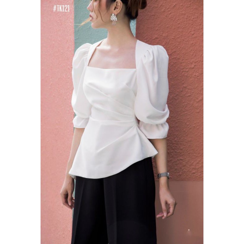 áo cổ vuông lệch tà