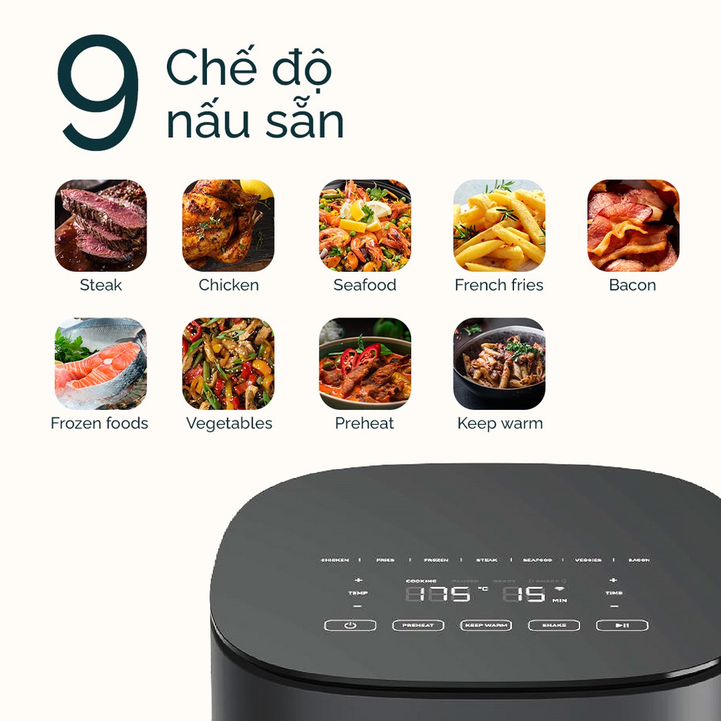 Nồi chiên không dầu Cosori CAF-L501 (4.7 lít) - 9 chế độ nấu -Bảo hành chính hãng 2 năm