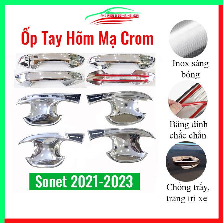 Ốp tay hõm Kia Sonet 2021-2023 mạ Crom chống trầy bảo vệ xe