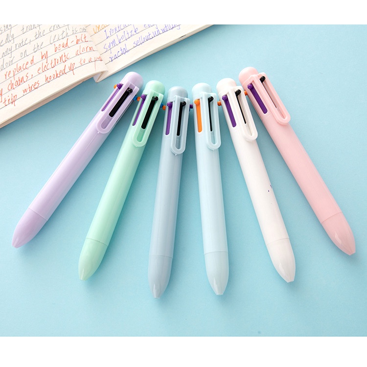 Bút Nhiều Ngòi 6 Màu Mực Ngòi 0.5mm Màu Pastel Trơn Cực Xinh