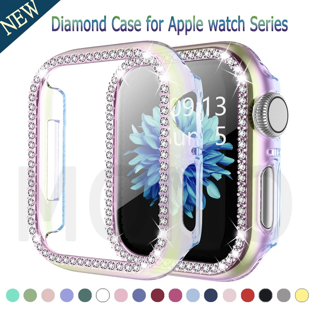 Ốp Bảo Vệ Mặt Đồng Hồ Đính Đá Lấp Lánh Cho Apple watch 7 41mm 45mm 44mm 40mm 42mm 38mm series 7 3 4 5 6 se