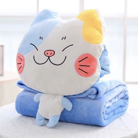 Bộ Chăn Gối Văn Phòng Hình Mèo 2 Trong 1 Siêu Tiện Lợi