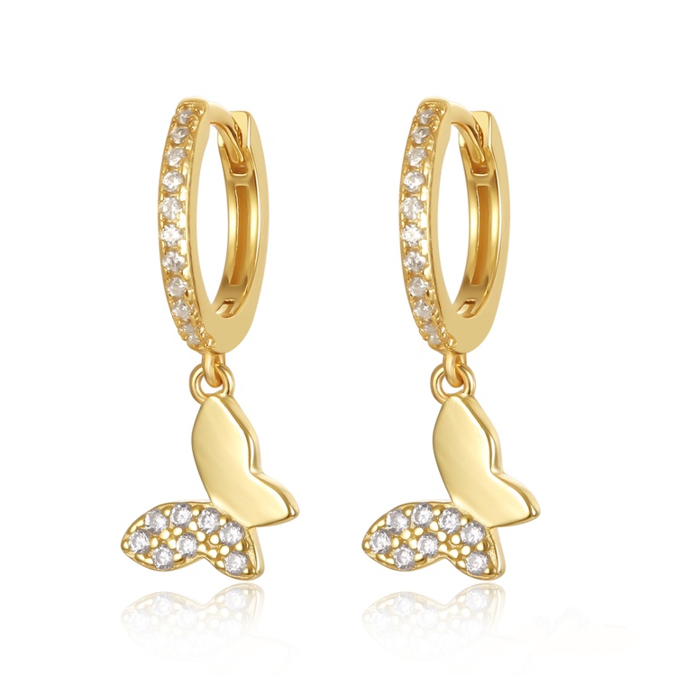 Bông tai thời trang khoen tròn đính hình bướm xinh xắn - HT310 giá rẻ