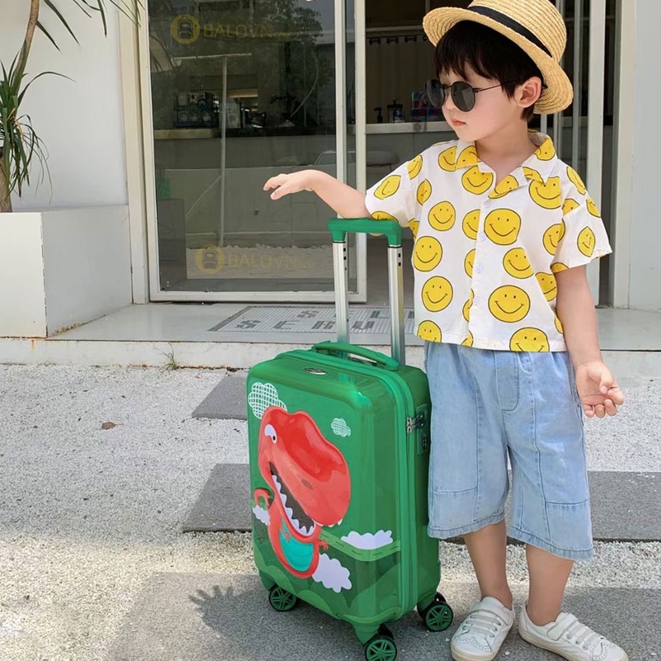 Vali Kéo Trẻ Em BeddyBear Họa Tiết Khủng Long Chống va Đập Cho Bé Trai/Gái Từ 4t