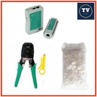 Combo: 1 Kìm bấm mạng + 100 hạt mạng + 1 hộp test mạng kèm pin