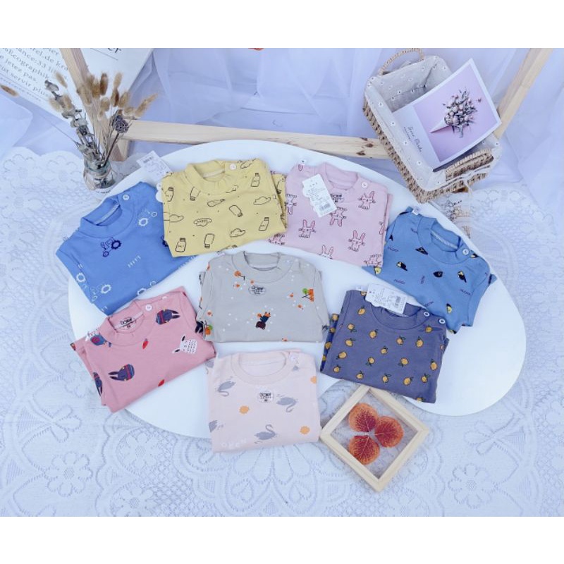 Đồ bộ thun cotton cạp cao ấm bụng cho bé trai bé gái xuất hàn