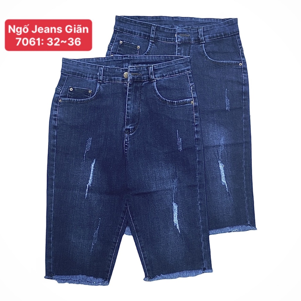 [Size 32-36] Quần Ngố Jeans Nữ Bigsize, Xanh Đậm 7021 , Lưng Cao Trên Rốn, Co Giãn Mạnh