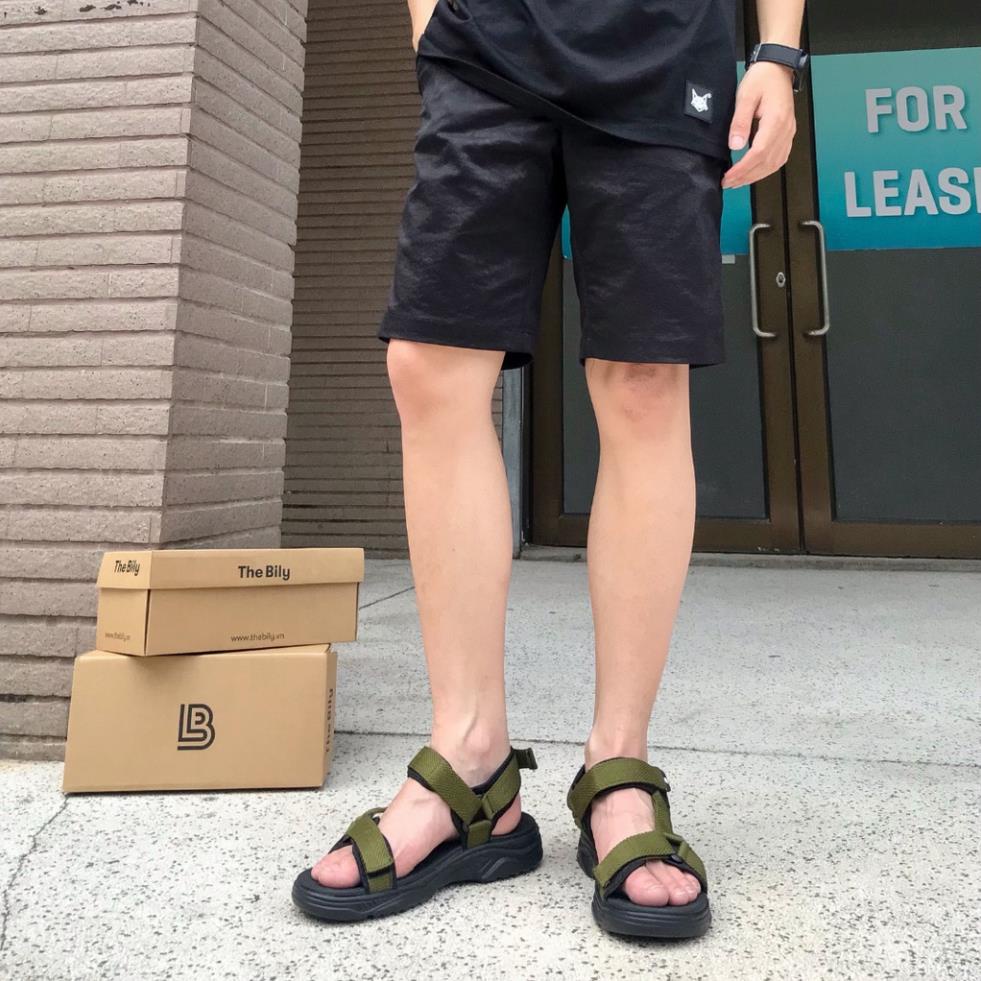 Giày Sandal Nam The Bily 01 Quai Chéo - Màu Xanh Rêu -HK*^ $