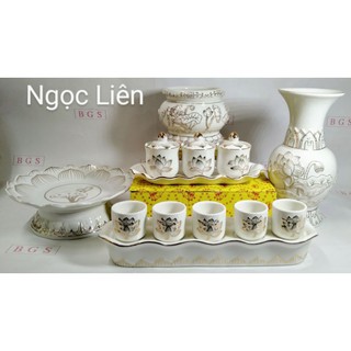 Bộ đồ cúng sứ bạch ngọc bàn thờ thần tài ngang 50cm