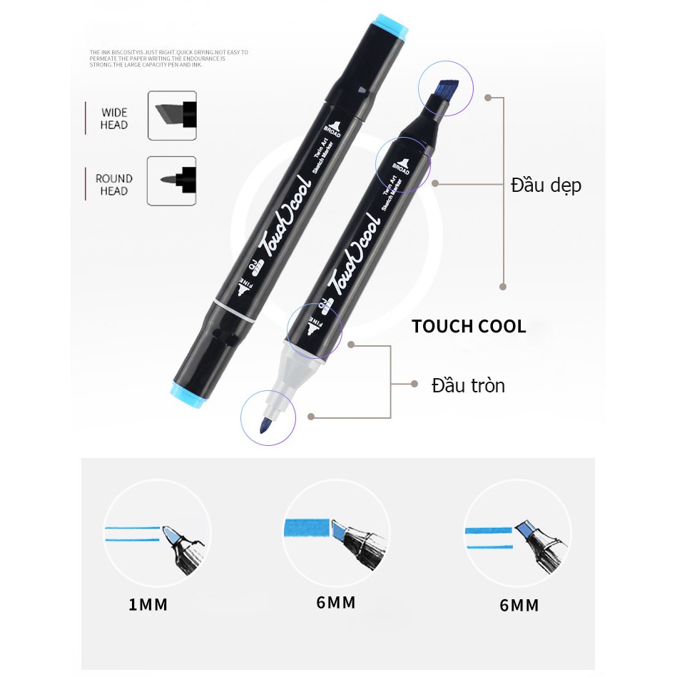 Màu marker bút màu dạ, màu vẽ touchcool bộ 30/40/60/80 màu vẽ - Hàng chính hãng - VinBuy